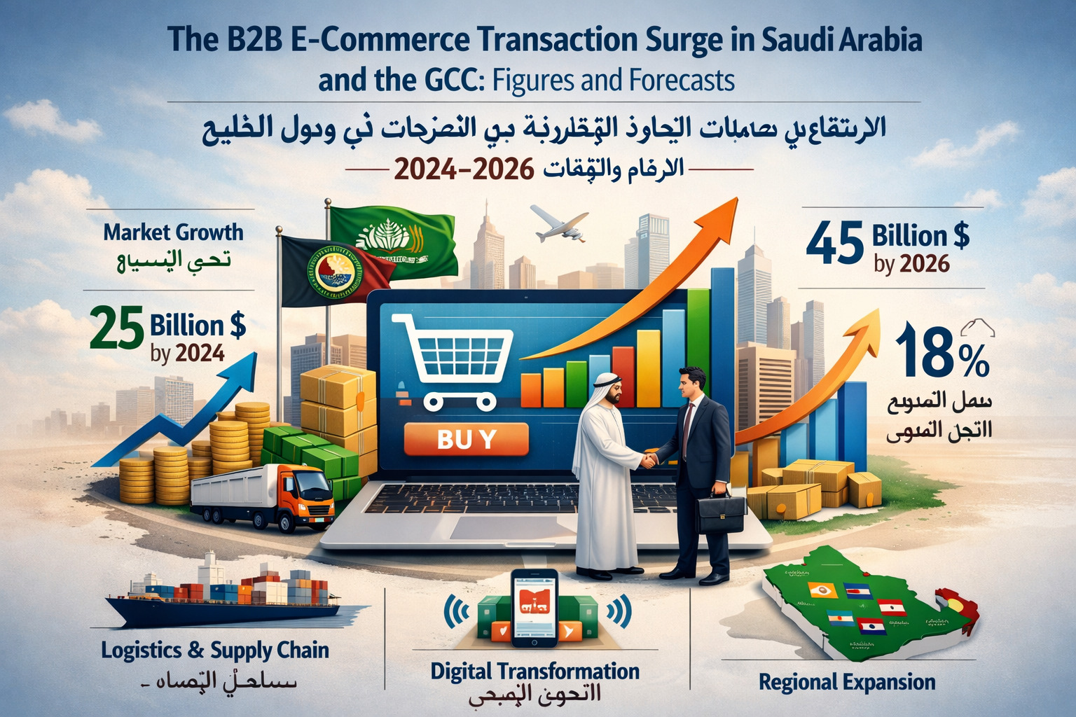 نمو معاملات التجارة الإلكترونية B2B في السعودية والخليج
